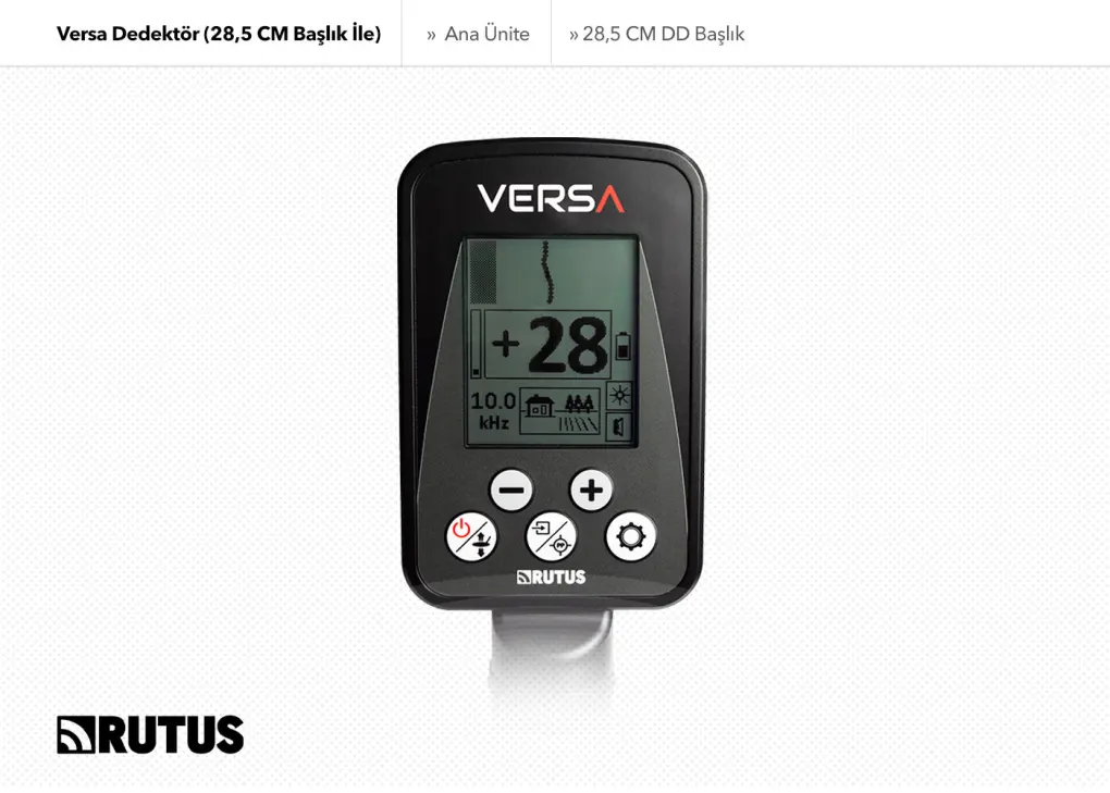Rutus Rutus Versa Su Geçirmez Çoklu Frekans Define Dedektörü (28,5 cm DD Başlıklı)
